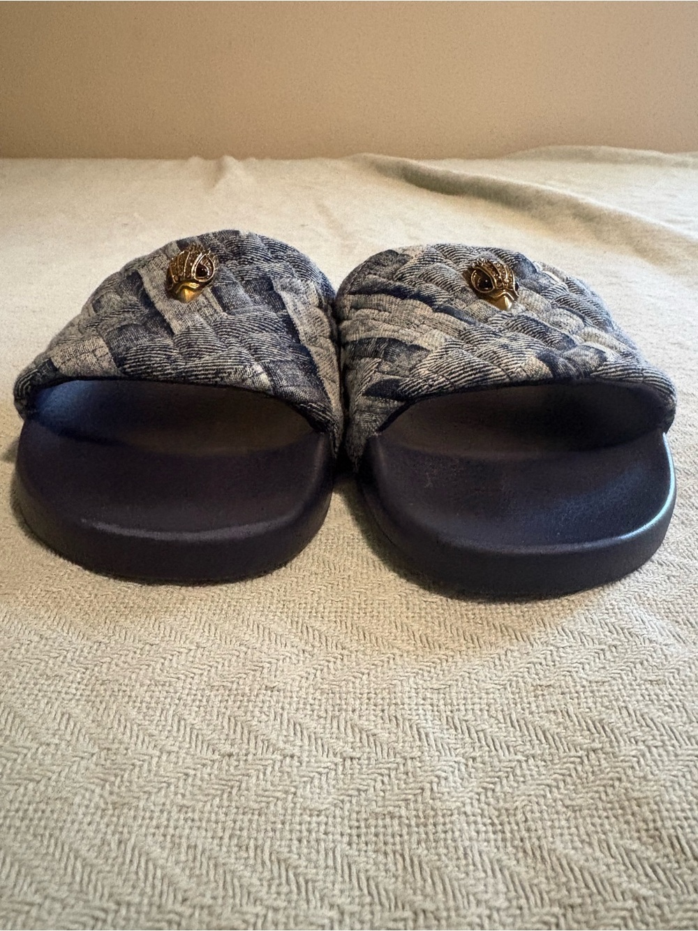 Kurt Geiger London Meena Denim Slide Sandals Woven Pattern Flat EU 42 US W11 / M - Picture 3 of 6